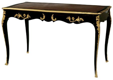 Belle console style Louis XV en merisier, dessus cuir…