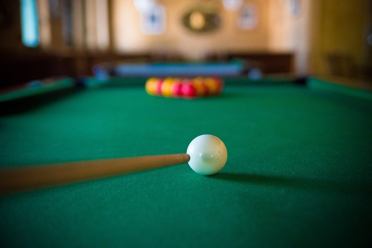 billard, bar, vert, boules, jouer, canne, rouge, jaune,